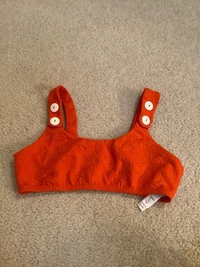 Anthropologie Seea Georgia Bikini Swimsuit Top Orange Textured MD 8